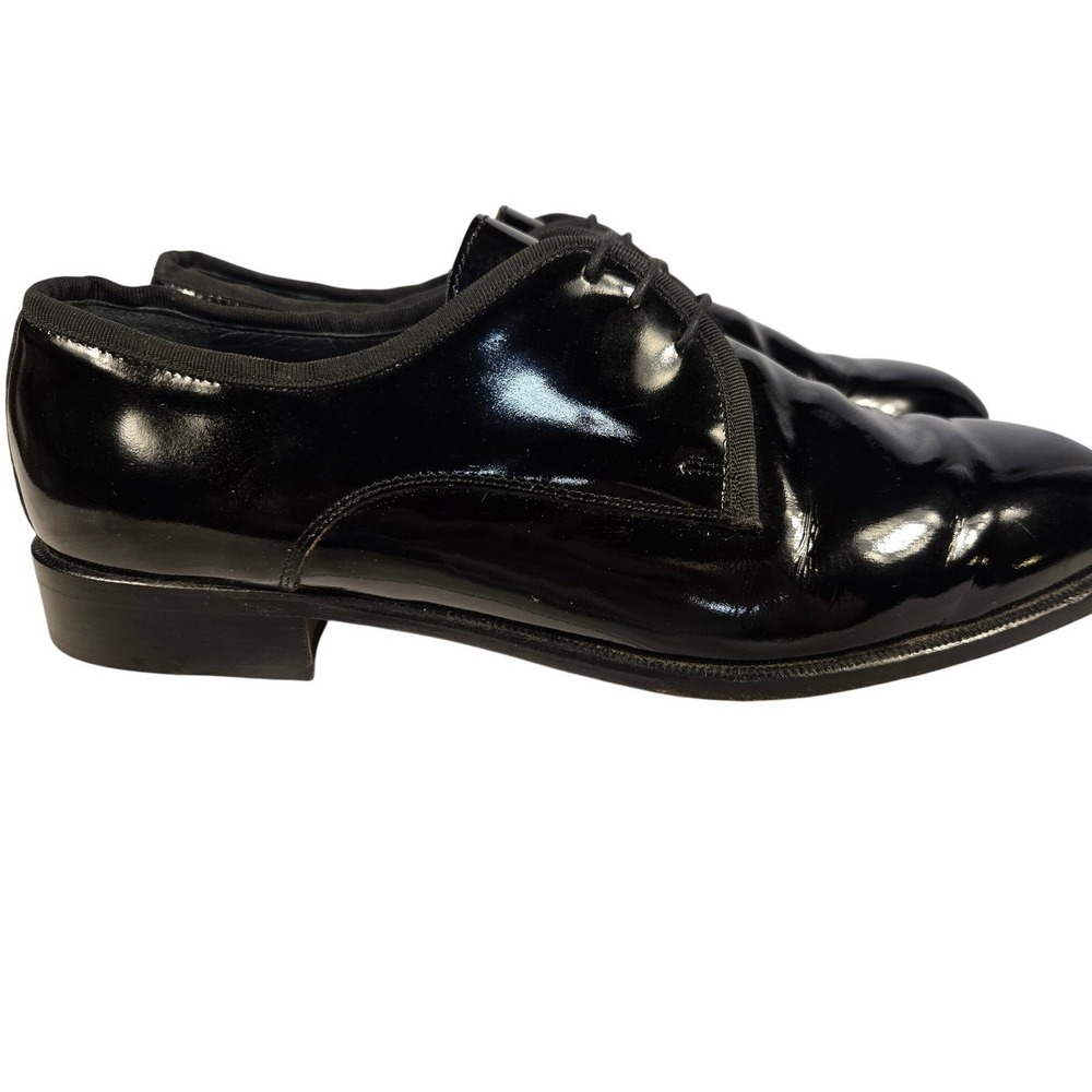 Vito Rufolo Mens Black Patent Leather Oxford Dress Shoes Made in Italy 10 M 4331